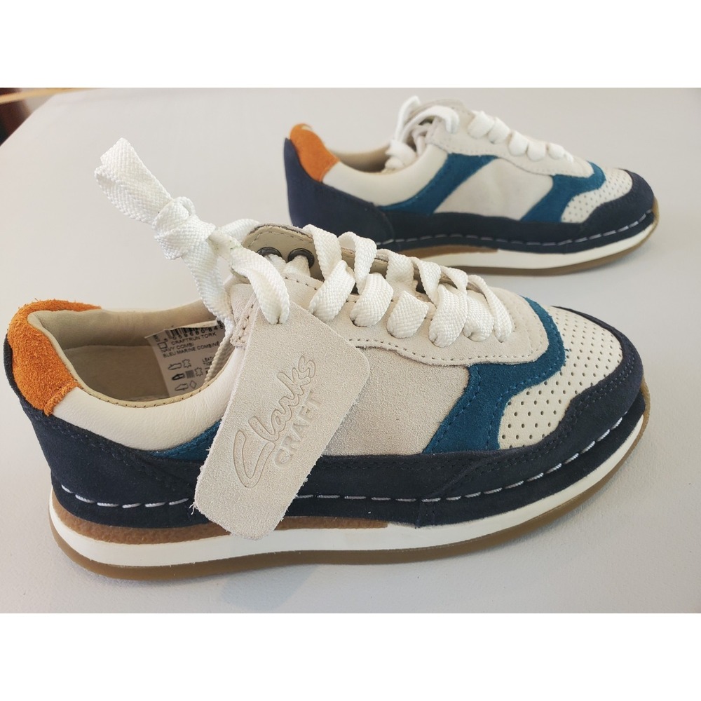 Clarks Craft Run Toddler Kids Sneakers Size 11 Blue White Orange New